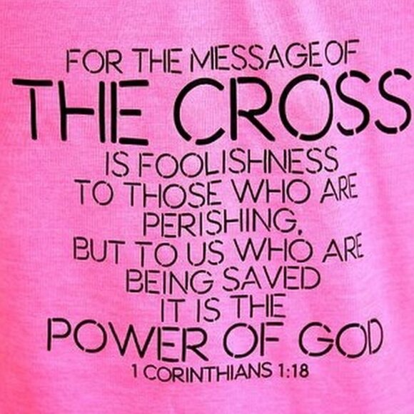 Womens Bella Pink Black Glitter Cross Power of God 1 Corinthians 1:18 Tank Top M - Picture 3 of 5